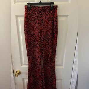 Nasty Gal Red Cheetah Print Flare Leggings
